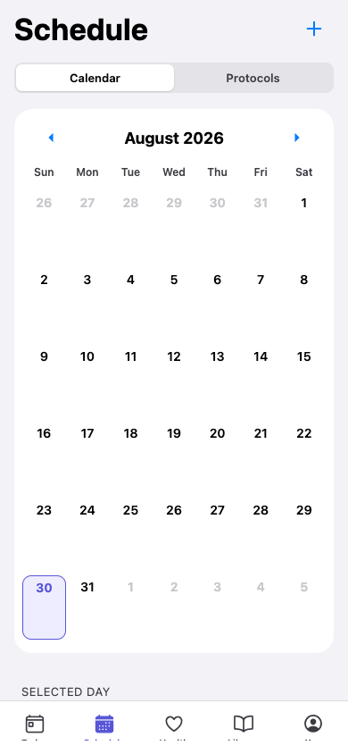 Peptide Calendar weekly schedule preview